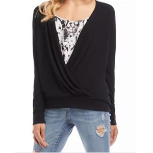 Talbots• Black Long Sleeve Wrap Top